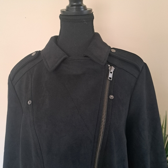 Philosophy Republic Clothing Black Moto Jacket Ladies Size Large Knit Faux Suede - Picture 8 of 12